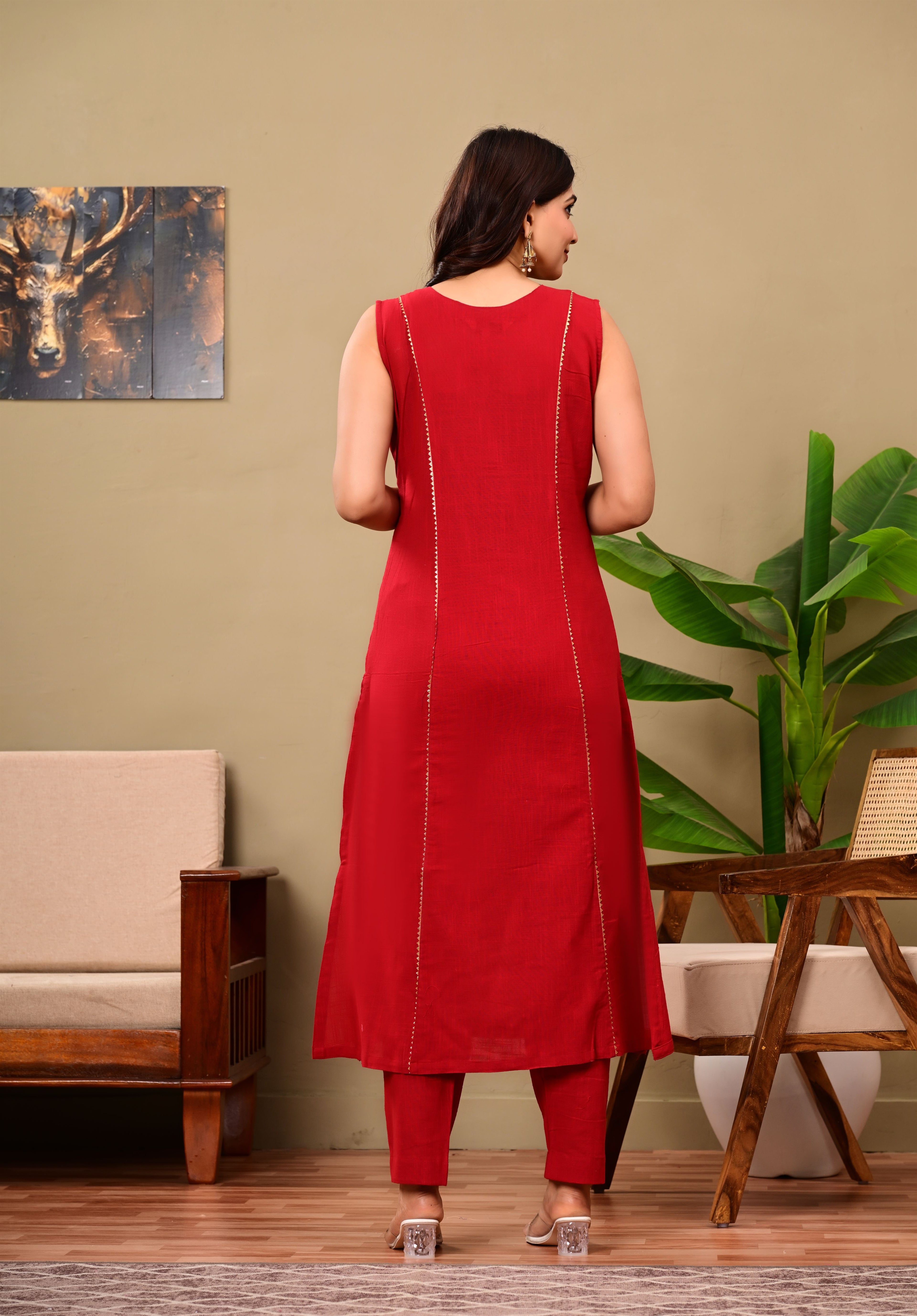 Sahiba Red pure Cotton  suit set