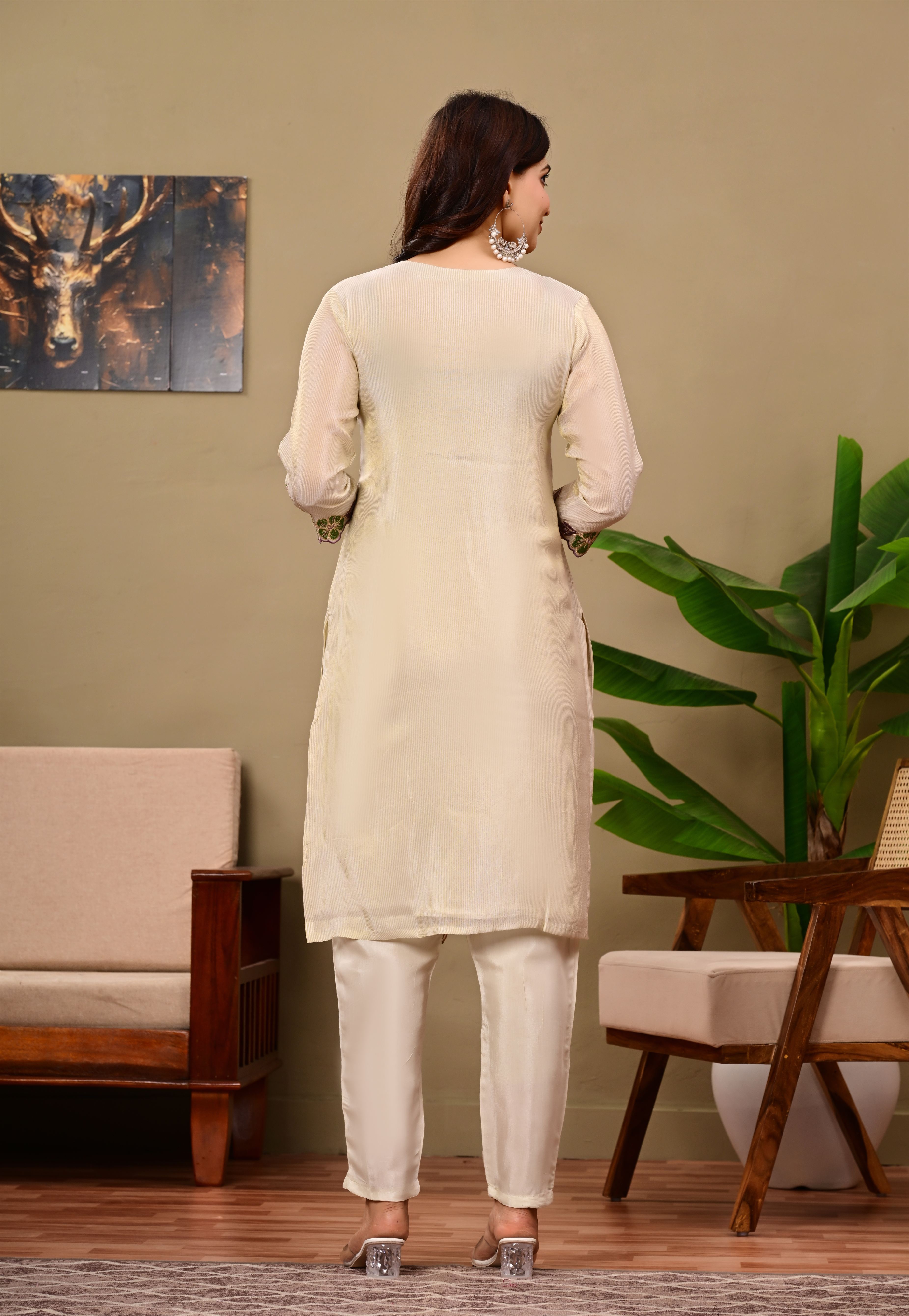 Floral offwhite Suit set