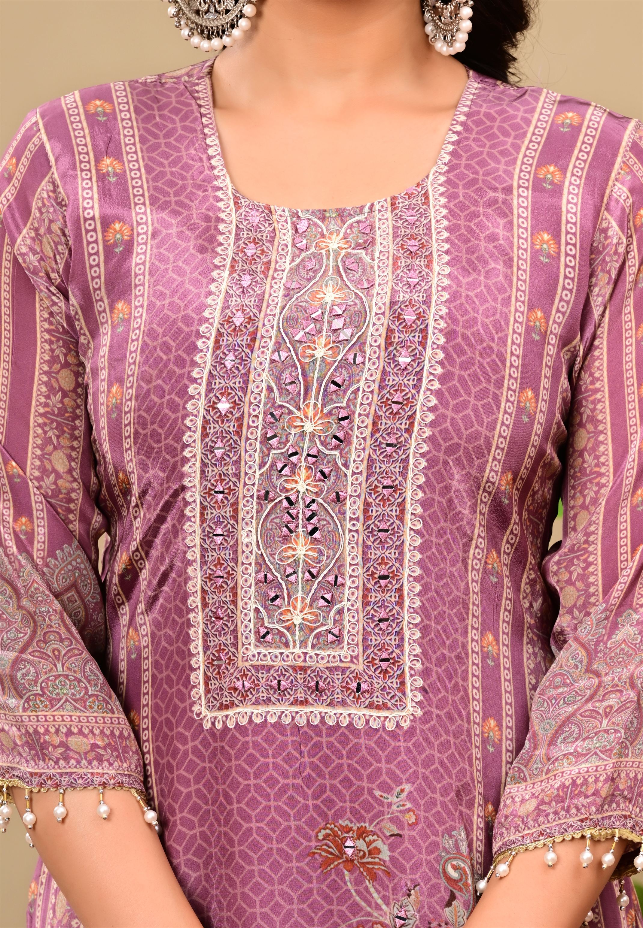 Mauve crepe suit set