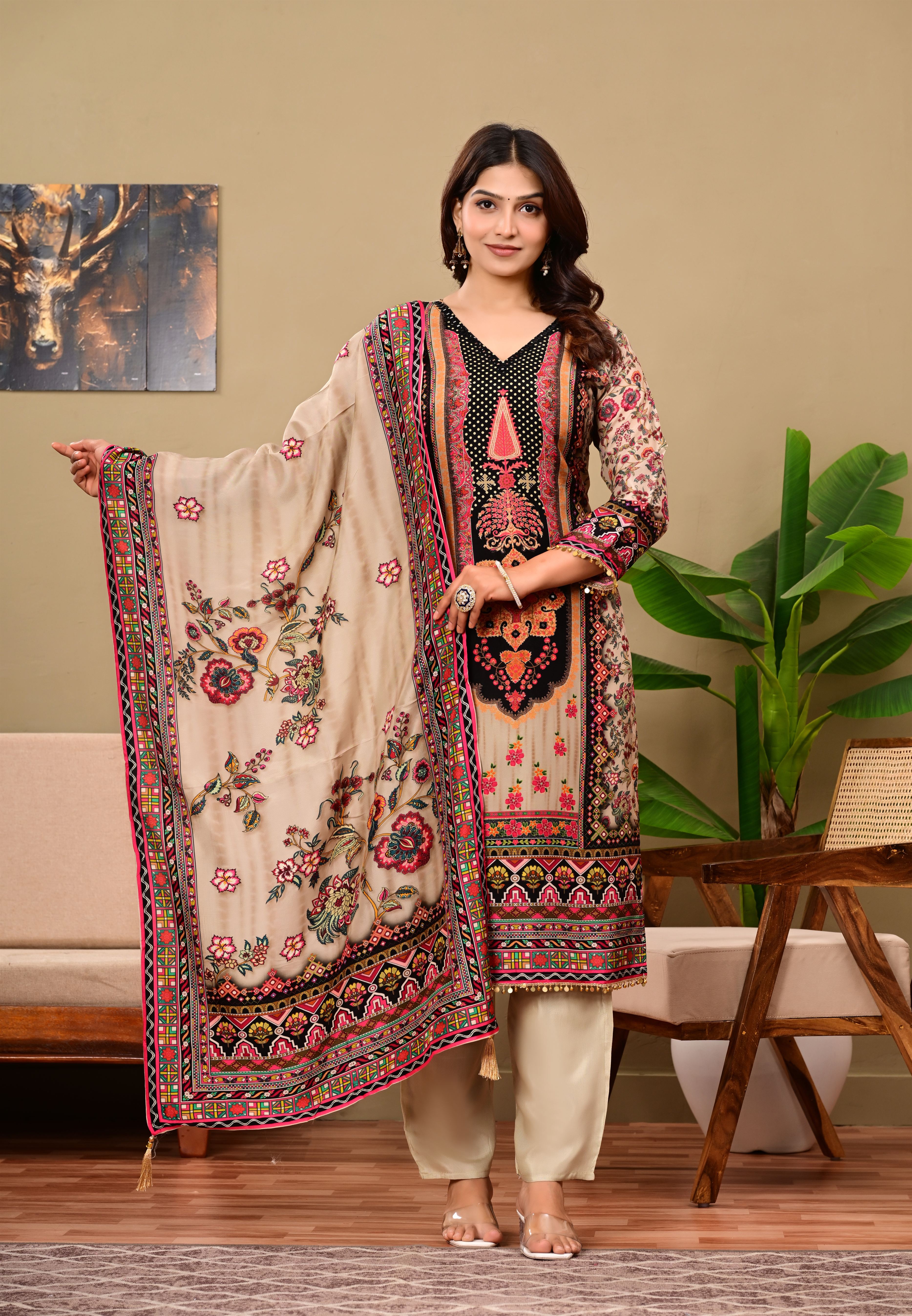 Pakistani Panel work designed suit set