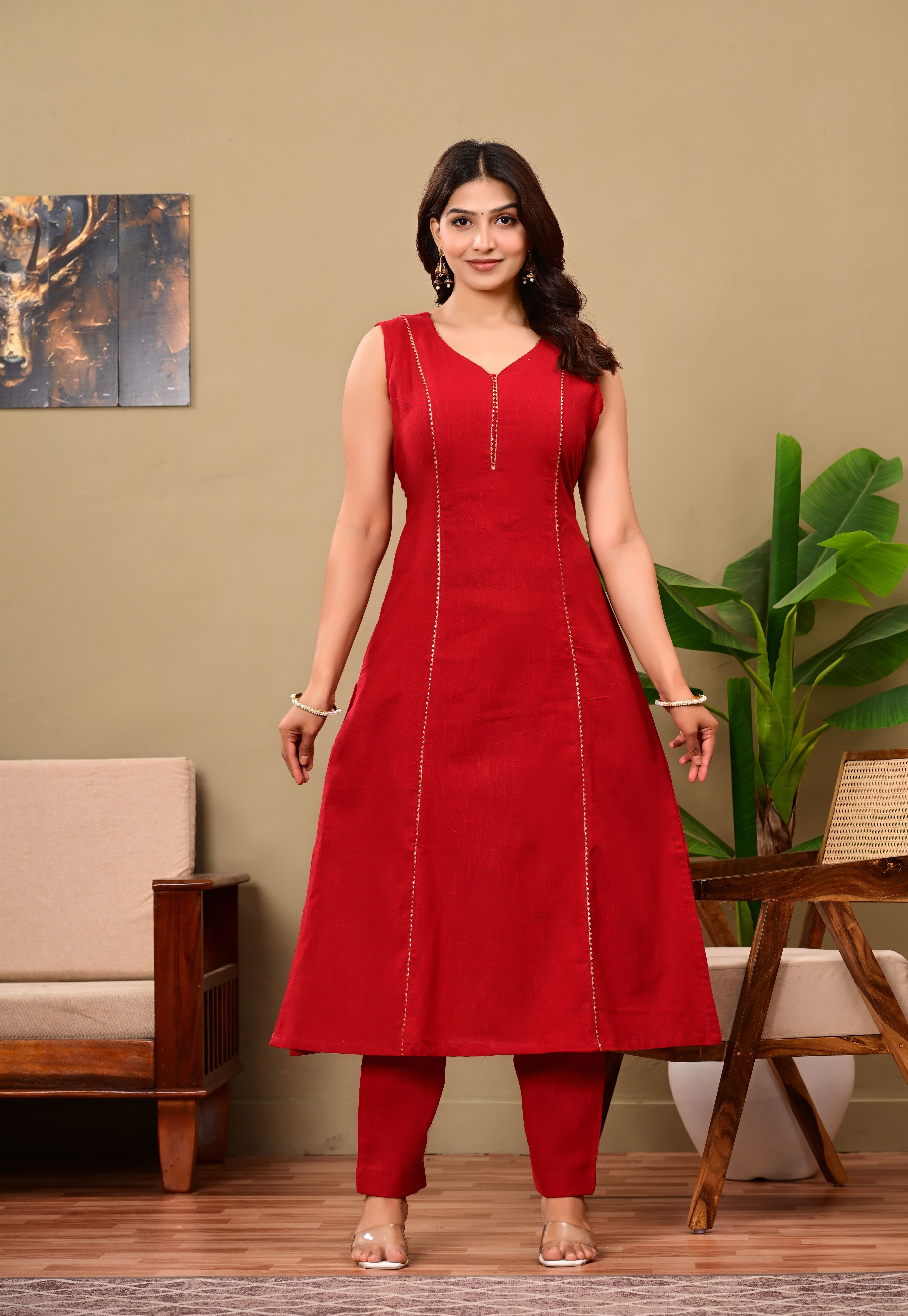 Sahiba Red pure Cotton  suit set