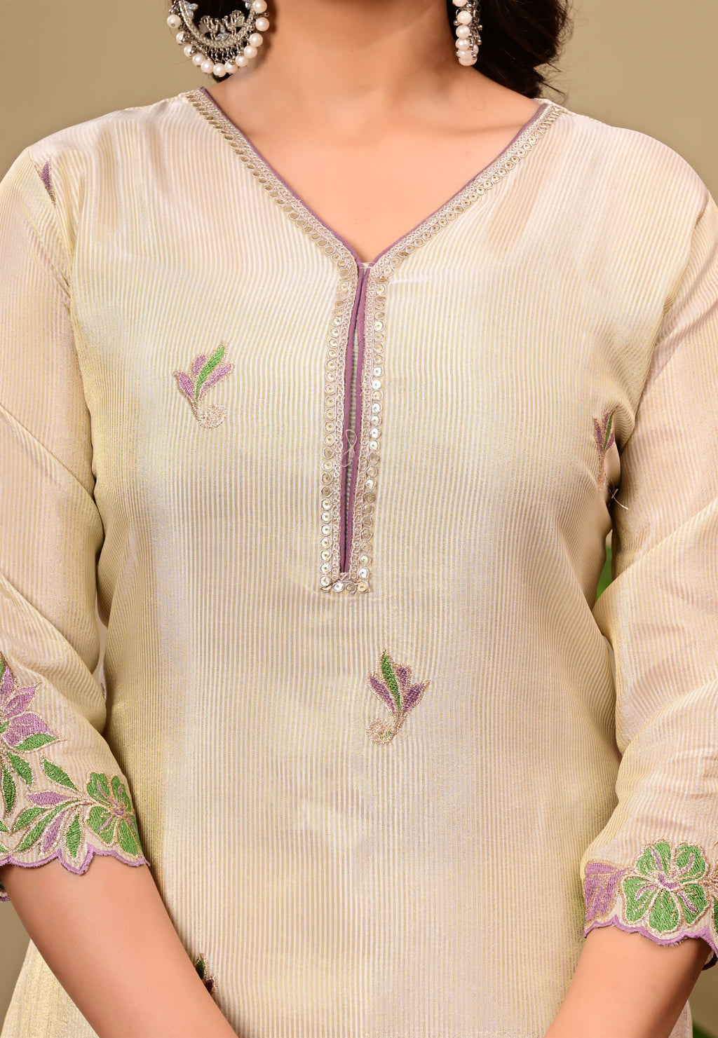 Floral offwhite Suit set