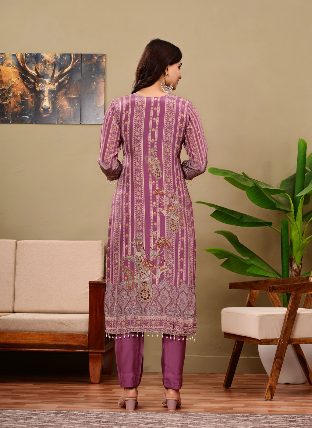 Mauve crepe suit set