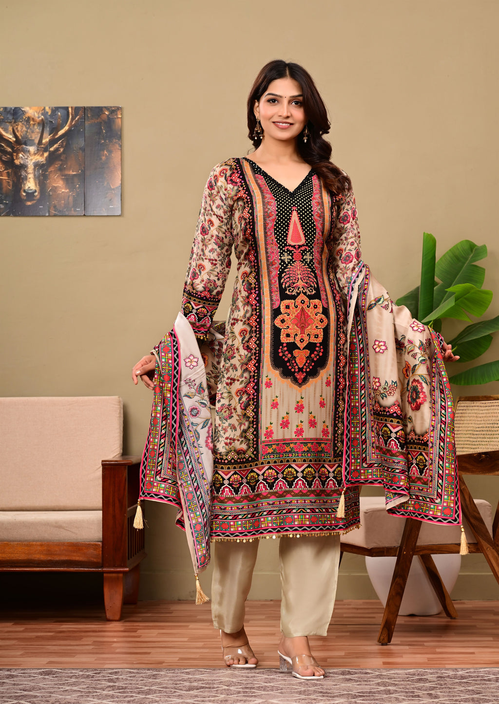 Pakistani Panel work designed suit set